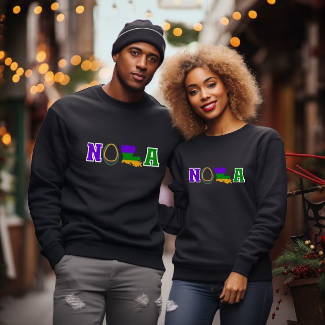 Sweatshirt NOLA Louisiana Mardi Gras violet Vert et or (Créateur téléchargé)