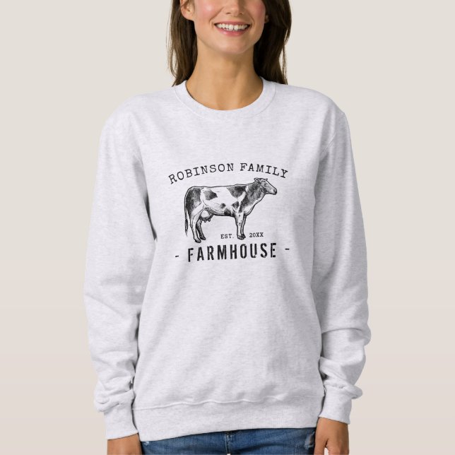 Sweatshirt Nom de famille Farmhouse Rustique Lait Vache (Devant)