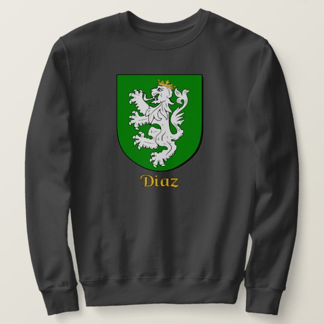 Sweatshirt Nom de famille hispanique Diaz Family Shield (Design devant)