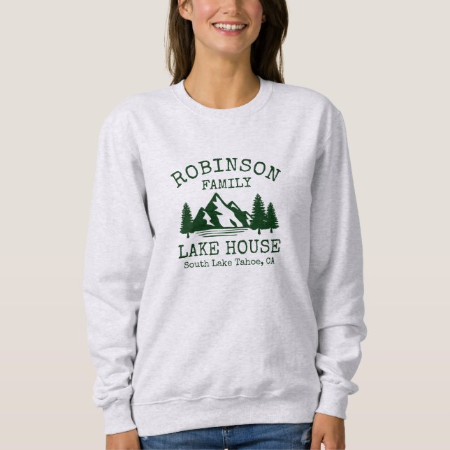 Sweatshirt Nom de famille Lake House Forest Green Silhouette (Devant)