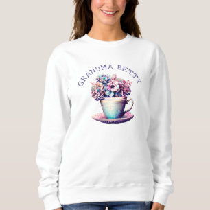 Sweatshirt Nom de grand-mère personnalisé   Floral joli