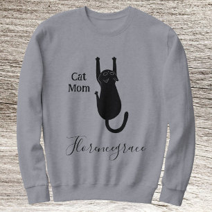 Sweatshirt Nom de script personnalisé Maman Chat Amoureux des