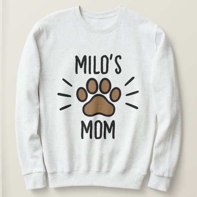 Sweatshirt Nom du chien de l’Empreinte de patte noir et Brown (Design devant)