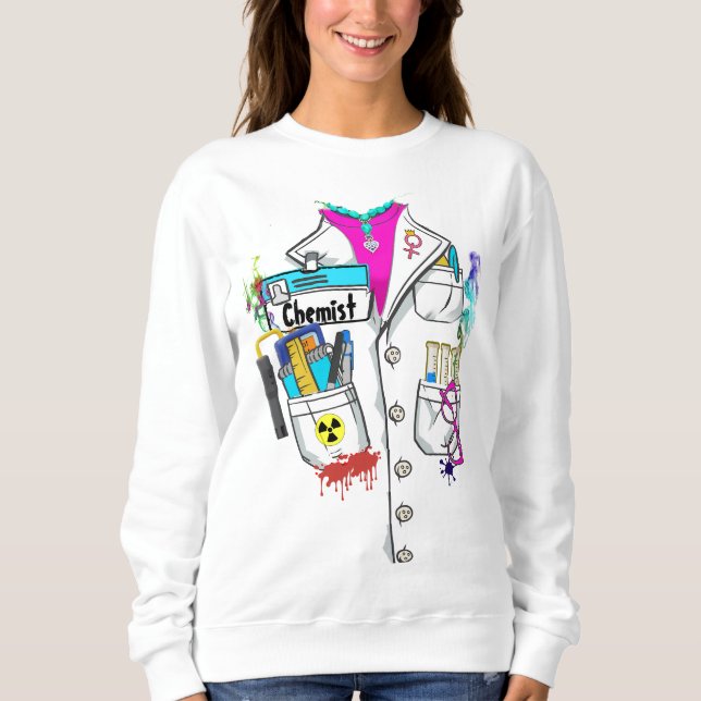 Sweatshirt Nom du chimiste de la science féminine sur mesure  (Devant)