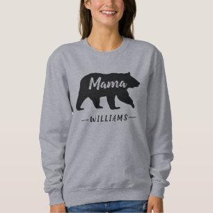 Sweatshirt Nom du monogramme noir gris ours de maman rustique