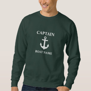 Sweatshirt Nom nautique du capitaine Bateau Ancre Vert