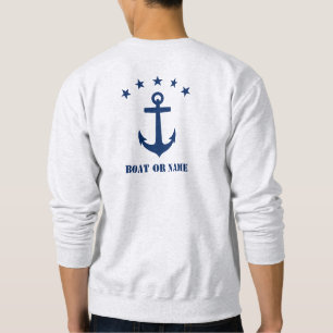 Sweatshirt Nom ou nom du bateau Ancre classique Étoiles gris