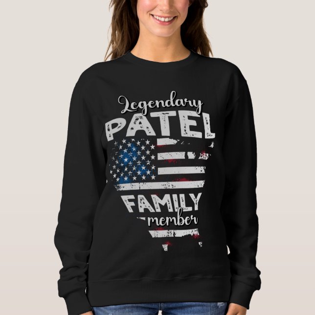 Sweatshirt Nom Patel US Drapeau Patel Nom Patel (Devant)
