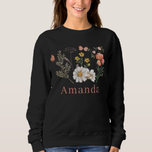 Sweatshirt Nom personnalisé Boho fleur sauvage