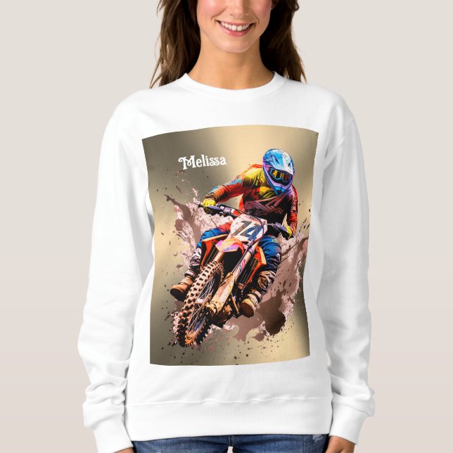 Sweatshirt Nom personnalisé Motocross Puzzle (Devant)