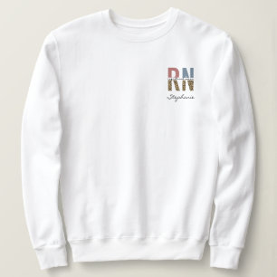 Sweatshirt Nom personnalisé RN Infirmière inscrite Empreinte 