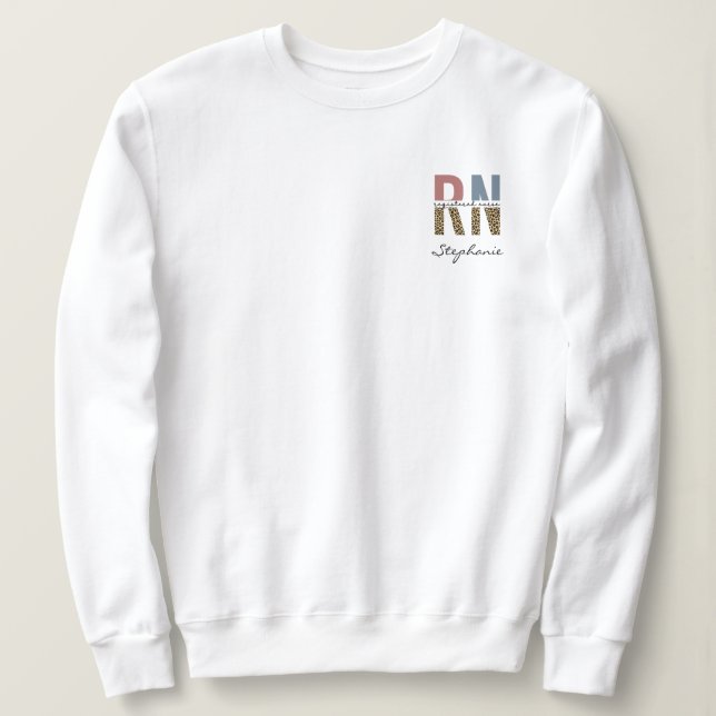 Sweatshirt Nom personnalisé RN Infirmière inscrite Empreinte  (Design devant)