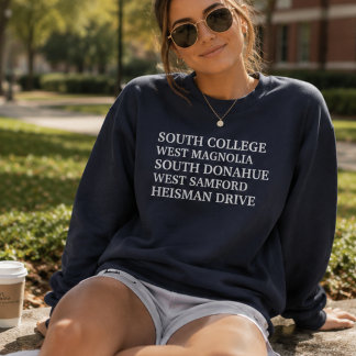 Sweatshirt Noms de rues de la ville d'Auburn Alabama