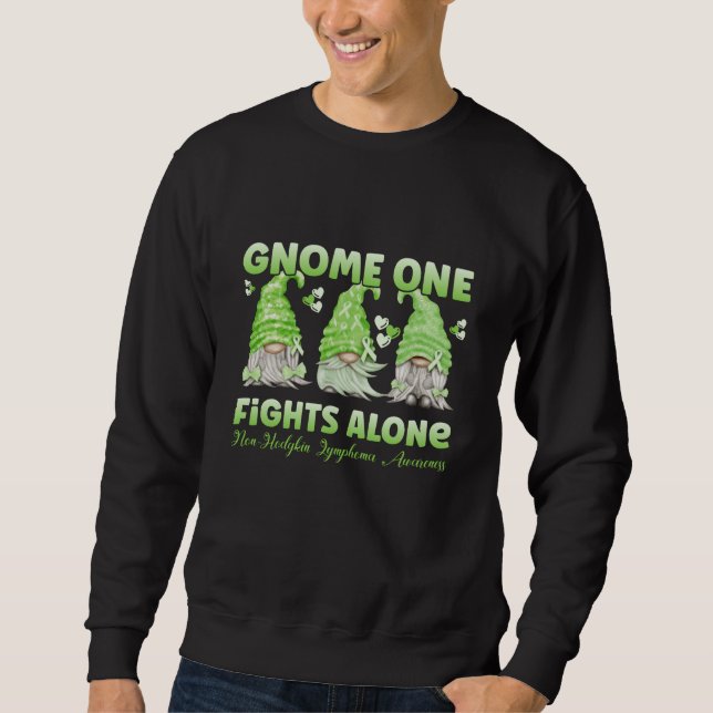 Sweatshirt Non Hodgkin Lymphoma Cancer Lime Ribbon Gnome (Devant)