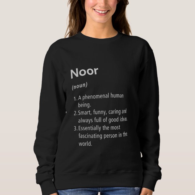 Sweatshirt Noor Nom Définition Drôle Dictionnaire (Devant)