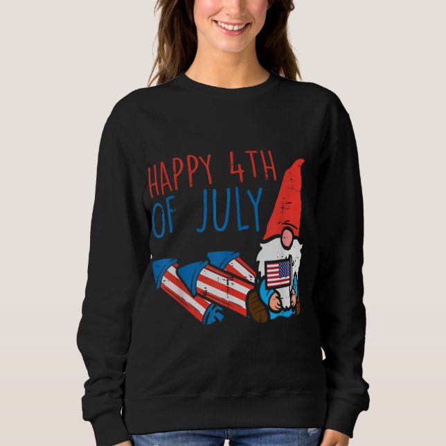 Sweatshirt Nordic Gnome US Drapeau Joyeux Jardin 4 juillet Pa (Devant)