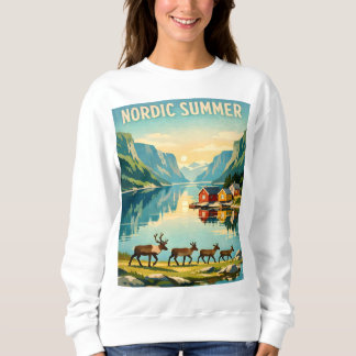 Sweatshirt Nordic Summer – Vintage Scandinavian Fjord Travel