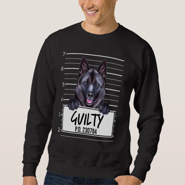 Sweatshirt Norvégien Elkhound Mugshot Coupable Chien (Devant)