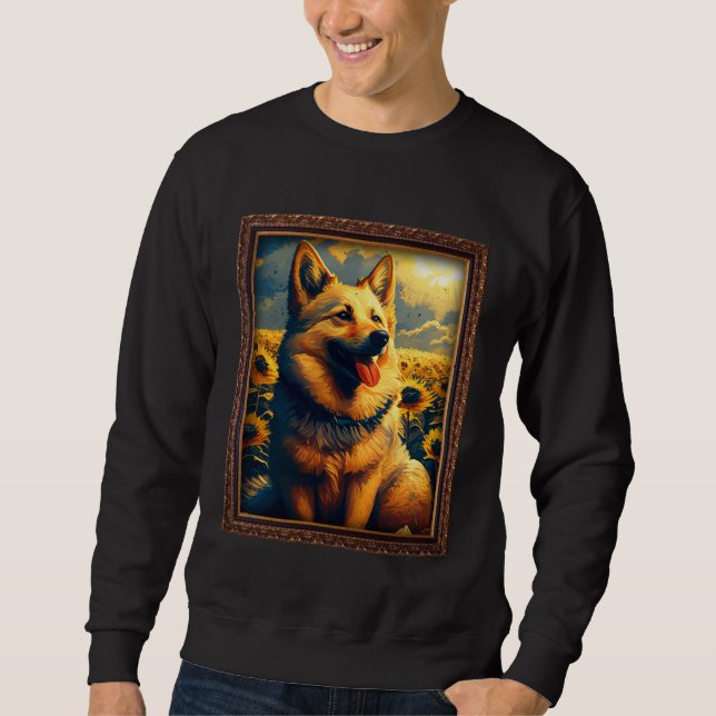 Sweatshirt Norwegian Buhund Painting Sunflower Flower Mom Wom (Devant)