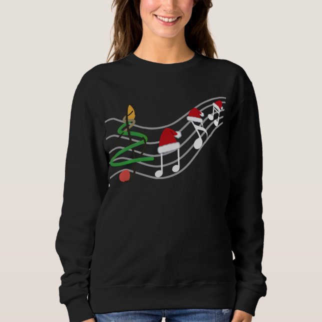Sweatshirt Notes de musique de Noël Santa Hat Treble Clef (Devant)