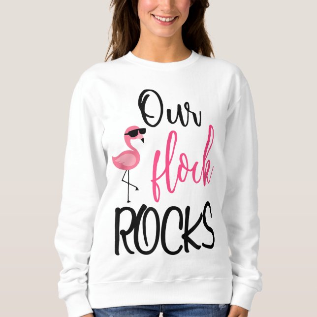 Sweatshirt Notre Flock Rocks Flamant rose Fête des Mères Cade (Devant)