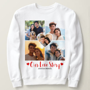 Sweatshirt Notre Histoire d'Amour Collage de Photos de Couple