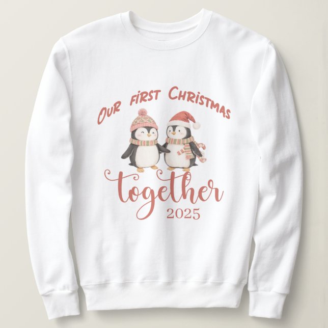 Sweatshirt Notre premier Noël ensemble. Dessin de couple de m (Design devant)