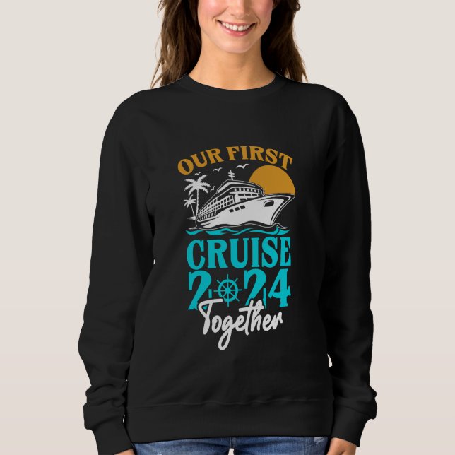 Sweatshirt Notre première croisière 2024 Ensemble Couple Fami (Devant)