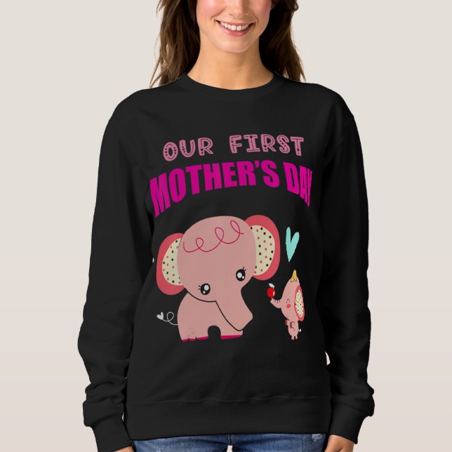 Sweatshirt Notre première fête des mères Eléphant (Devant)