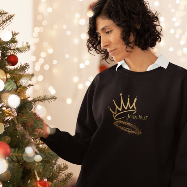 Sweatshirt NOTRE SAUVEUR ROI CHrétienne Noël noir des femmes (Créateur téléchargé)