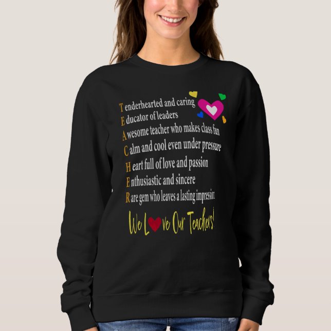 Sweatshirt Nous Aimons Nos Enseignants Appréciation Des Jeune (Devant)