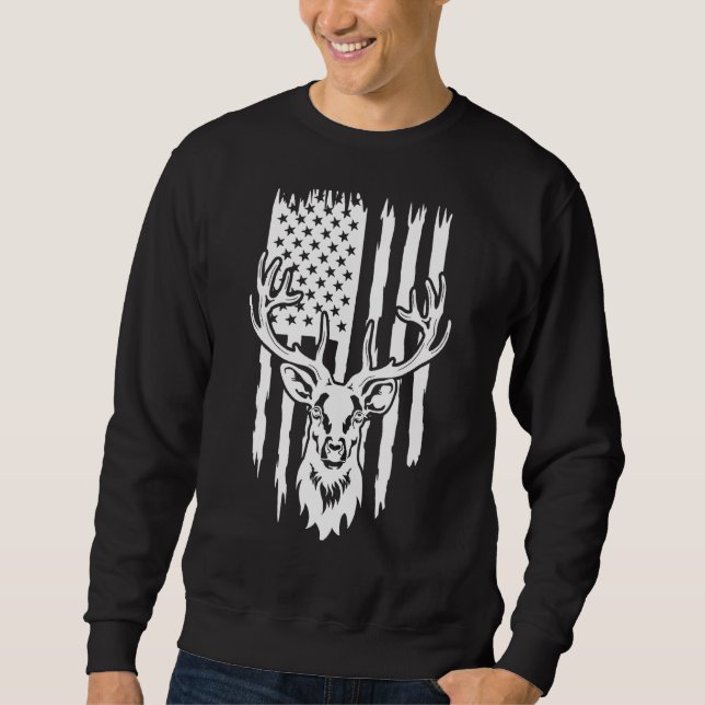Sweatshirt Nous Drapeau Chasse aux Cerfs Chasse Chasse Antler (Devant)
