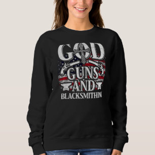 Sweatshirt Nous Drapeau Dieu Armes Et Blacksmil Anvil América