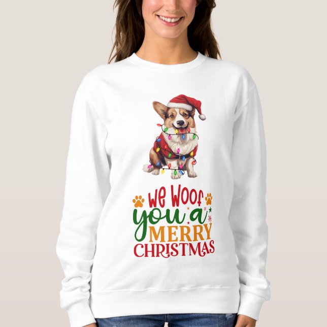 Sweatshirt Nous t'avons fait un joyeux Corgi de Noël (Devant)
