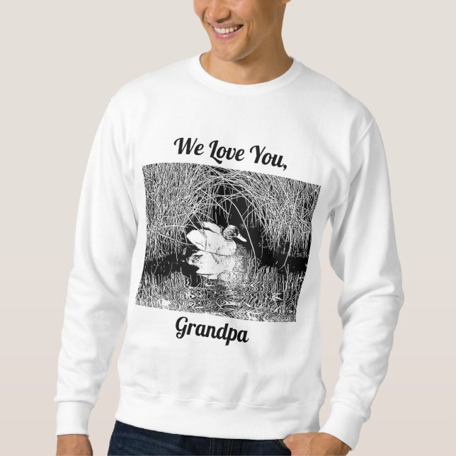 Sweatshirt Nous Vous Aimons Papi Canard Noir Blanc (Devant)