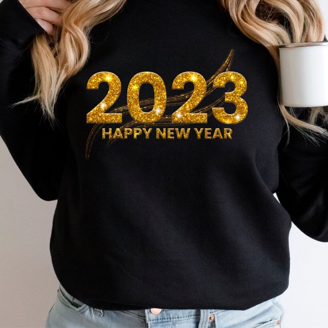 Sweatshirt Nouvel an 2023 Parties scintillant d'or étincelant (Créateur téléchargé)