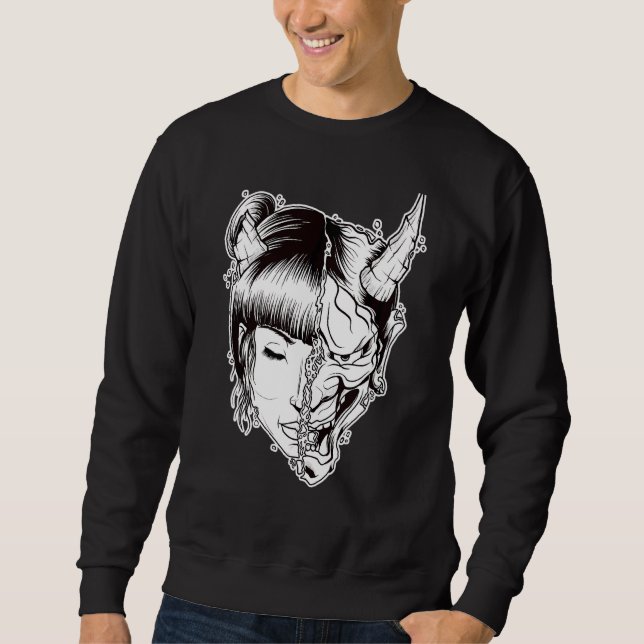 Sweatshirt Nu Goth Geisha Hannya Masque Demon Shapeshifter (Devant)