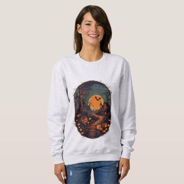 Sweatshirt Nuit éffrayante d'Halloween (Devant entier)