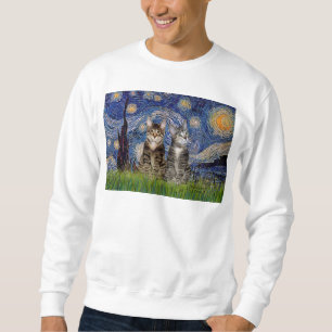 Sweatshirt Nuit étoilée - Deux chats tigrés tabby