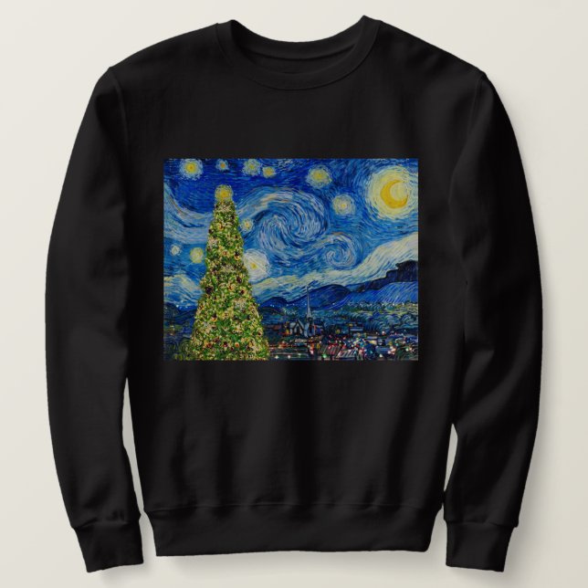 Sweatshirt Nuit Van Gogh Starry - Arbre de Noël (Design devant)