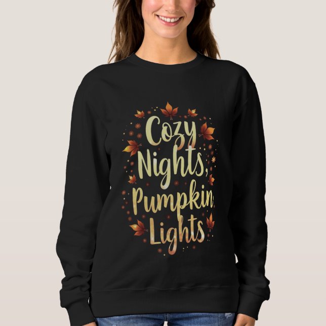 Sweatshirt Nuits Cosy, Lumières de Citrouille (Devant)
