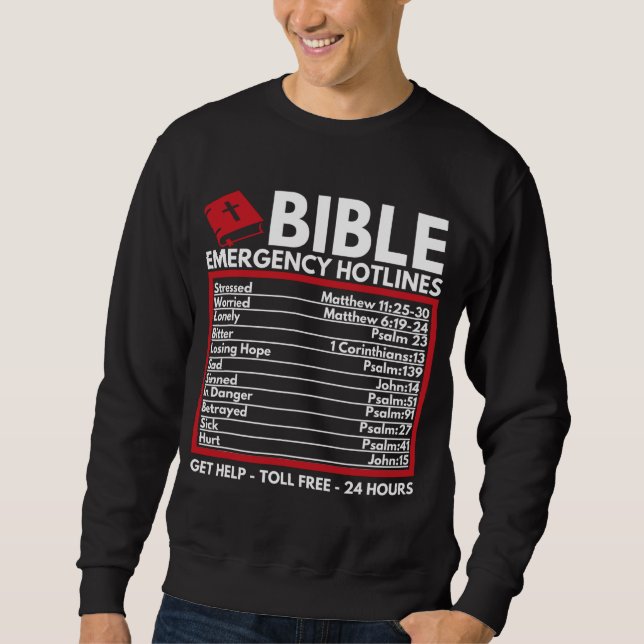 Sweatshirt Numéros d'urgence de la Bible - Funny Christian Bi (Devant)