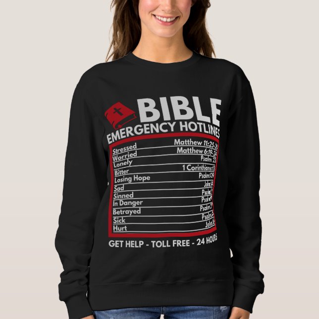 Sweatshirt Numéros d'urgence de la Bible - Funny Christian Bi (Devant)