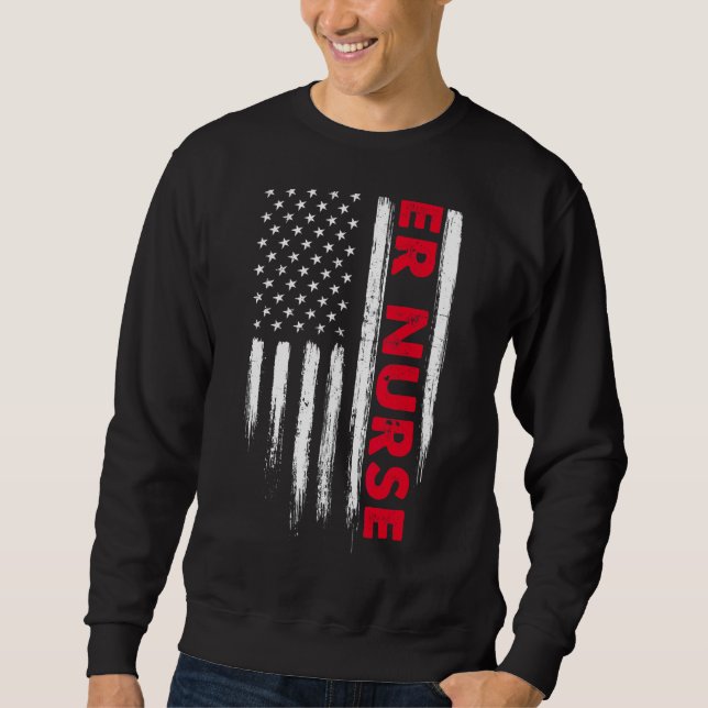 Sweatshirt Nurs stéthoscopiques de l'infirmière du drapeau am (Devant)