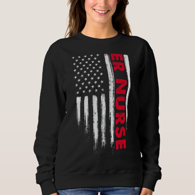 Sweatshirt Nurs stéthoscopiques de l'infirmière du drapeau am (Devant)