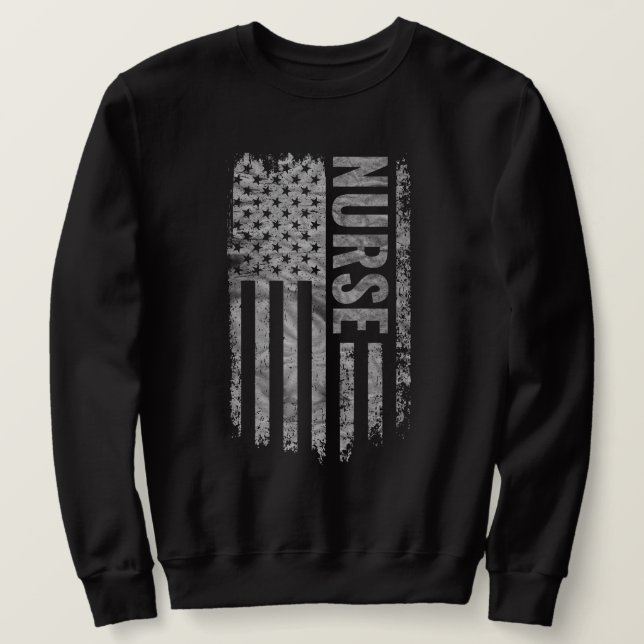 Sweatshirt Nurse Drapeau USA design en détresse (Design devant)