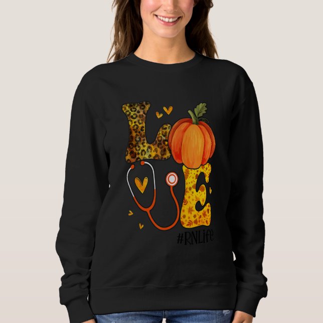 Sweatshirt Nurse Leopard Pumpkin Thanksgiving Love RN Nurse L (Devant)