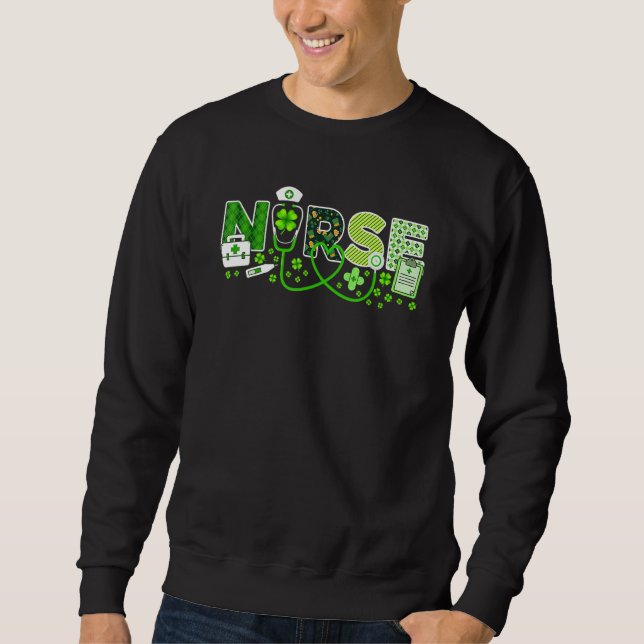 Sweatshirt Nurse St Patrick's Day Lucky Nurse Shamrock Love N (Devant)