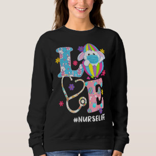 Sweatshirt Nursing Stéthoscope Scrub Life Nurse Bunny Easter