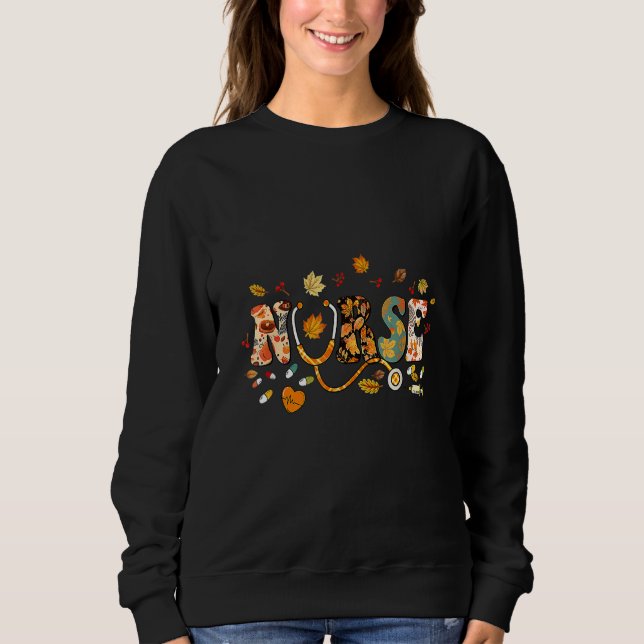 Sweatshirt Nursing Thanksgiving Day Stethoscope Fall Nurse Co (Devant)
